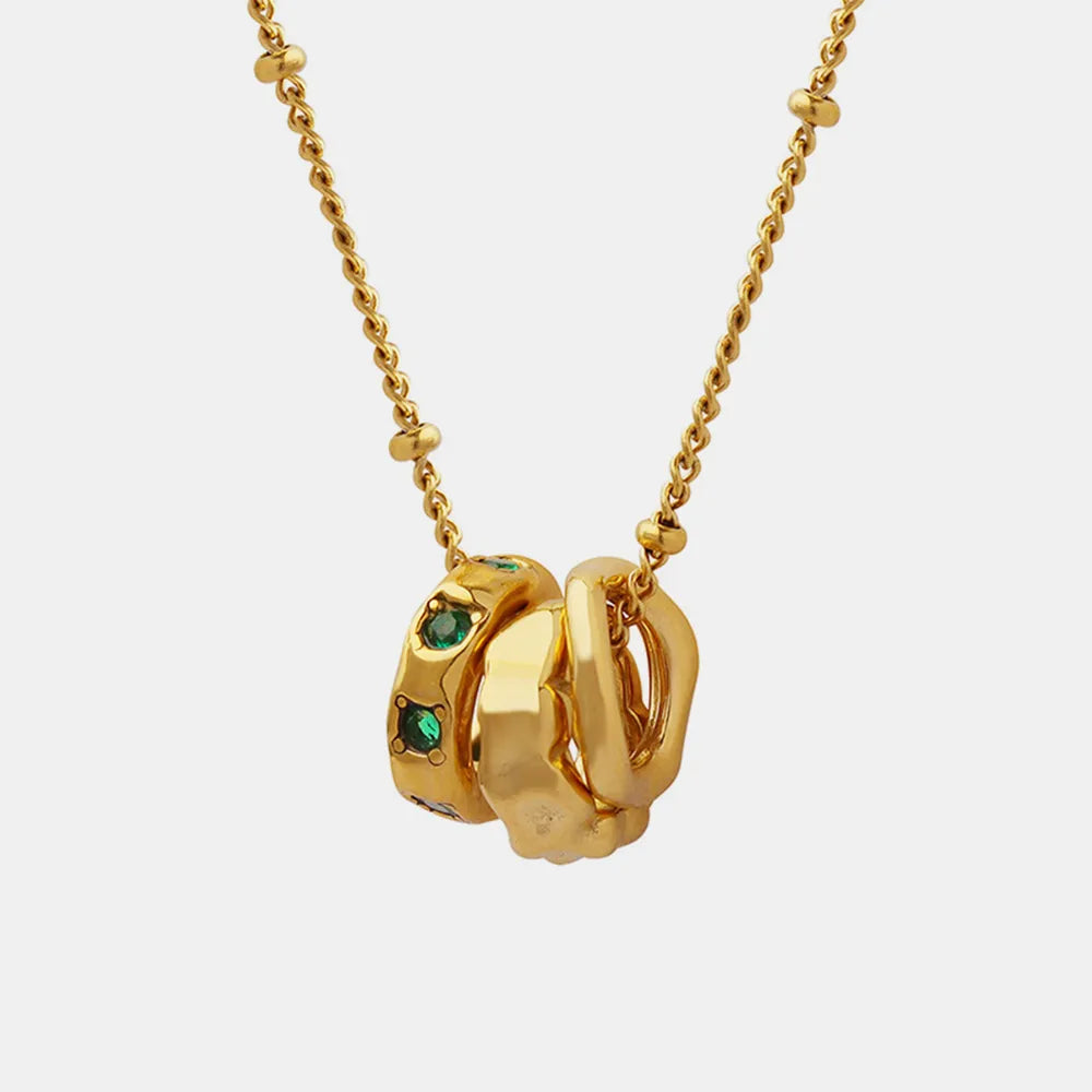 Zircon Triple Ring Pendant Necklace