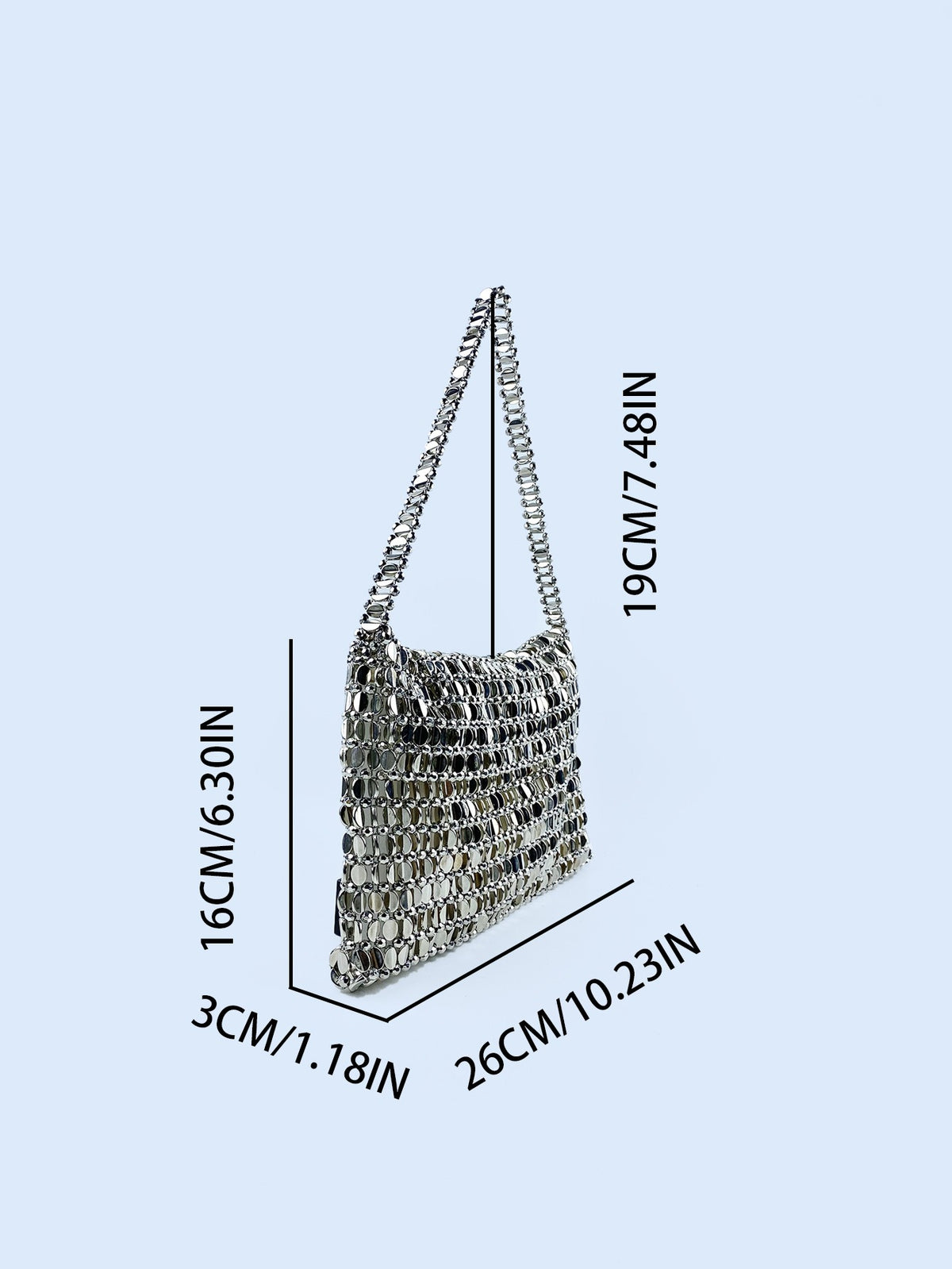 Retro Silver Sequin Woven Armpit Bag