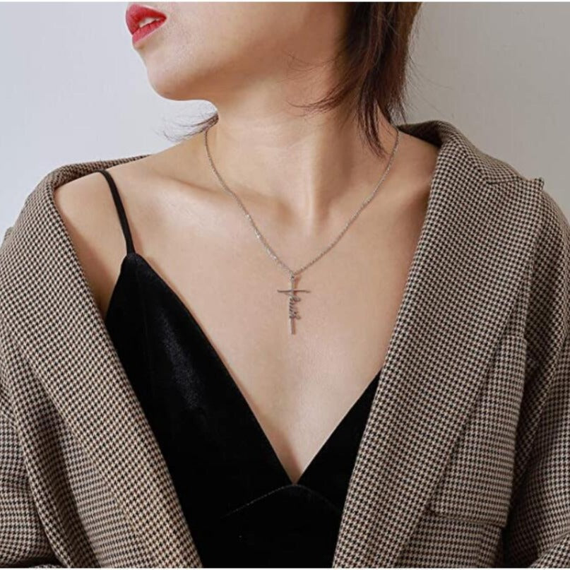 Faith Letter Pendant Choker Necklace
