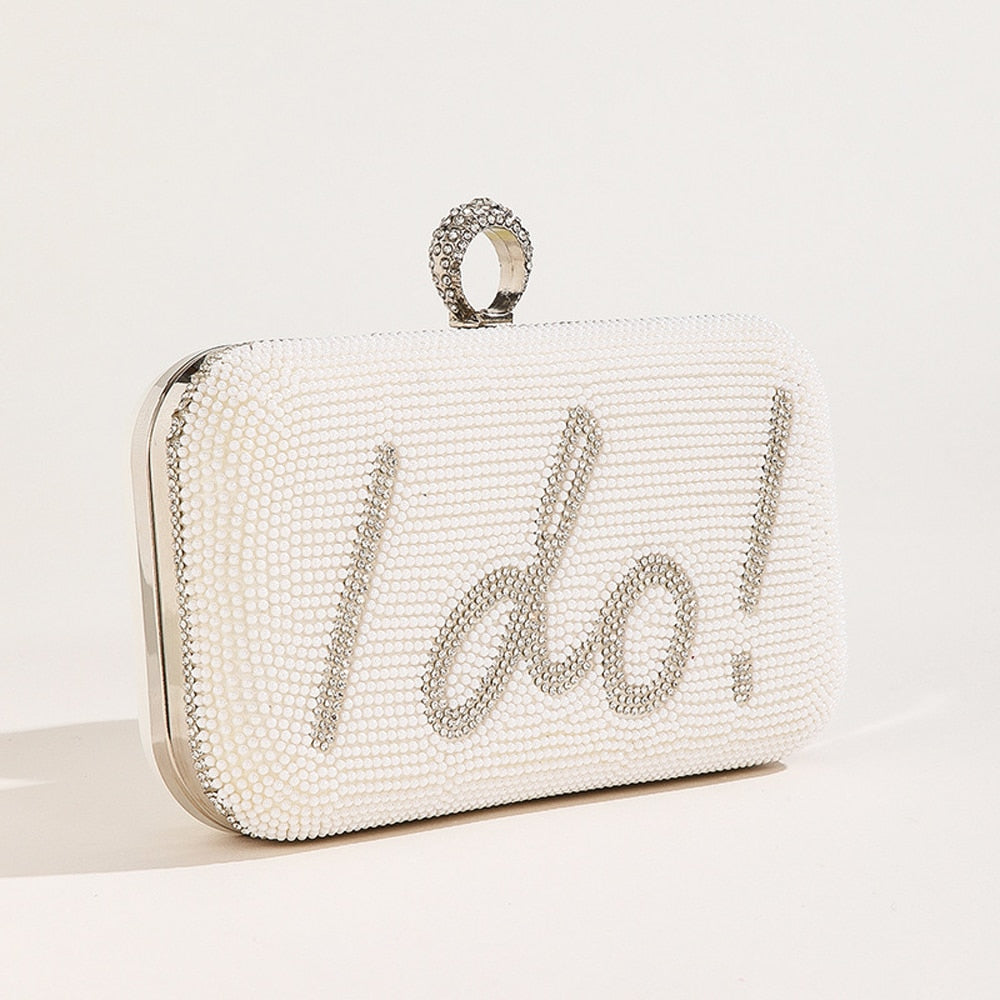 "I Do" Pearl Beaded Bridal Clutch