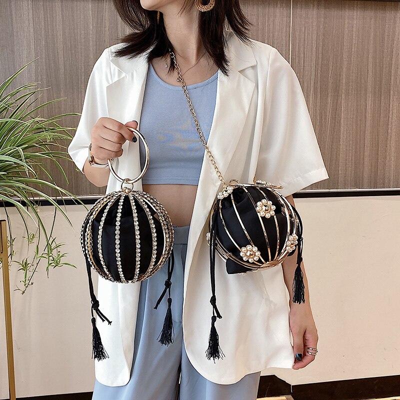 Diamond Pearl Flower Evening Bag