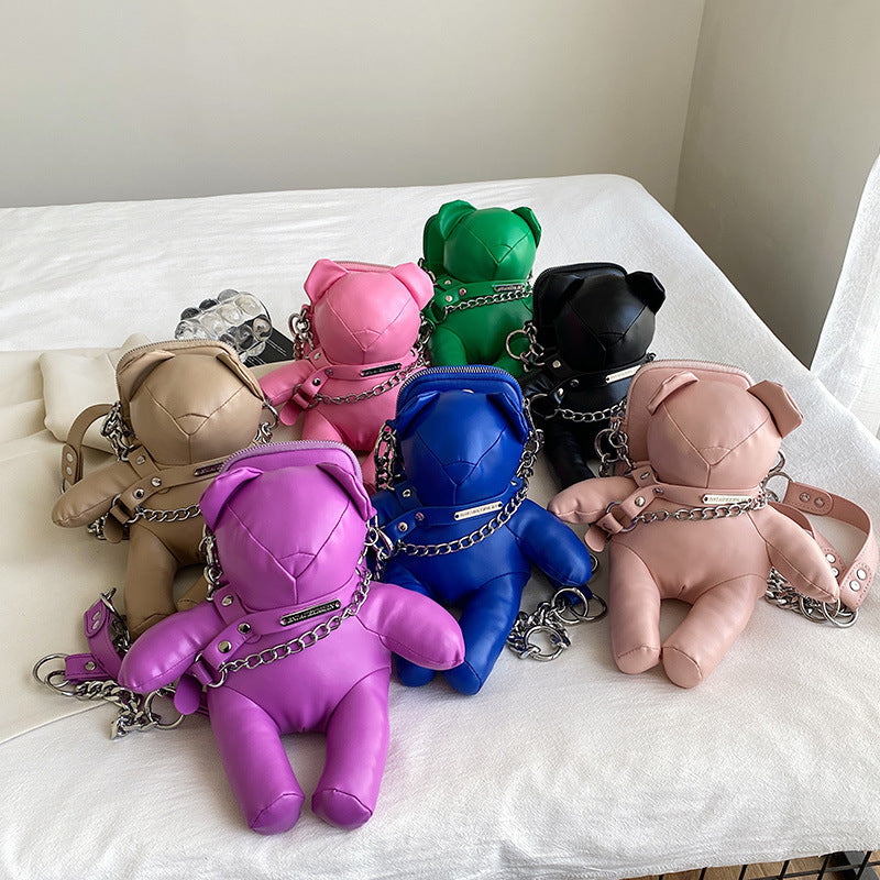 Teddy Bear Doll Chain Crossbody Bag