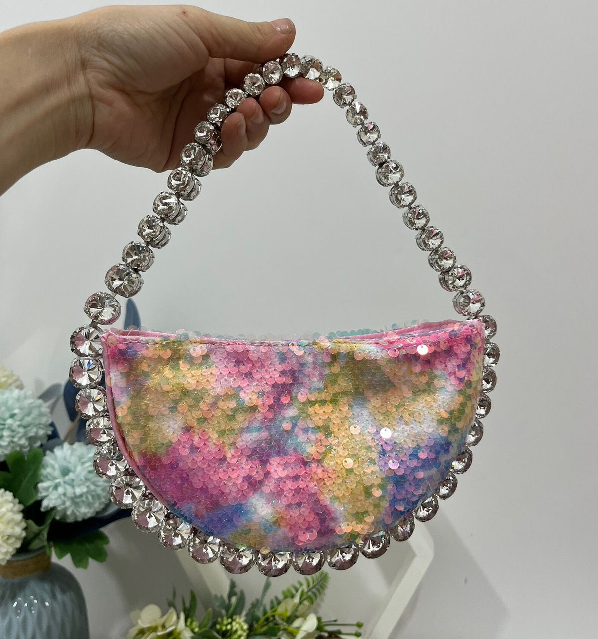 Ultra shiny diamond inlaid underarm bag with rhinestone shoulder bag for carrying