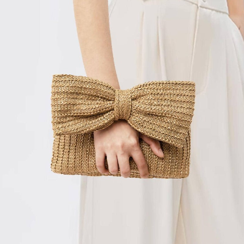 Bow Knot Woven Straw Mini Handbag