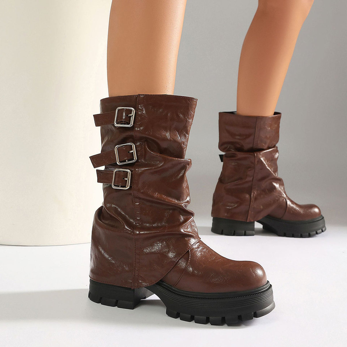 Punk Thick Sole Leg Cuff Low-Cut Boots