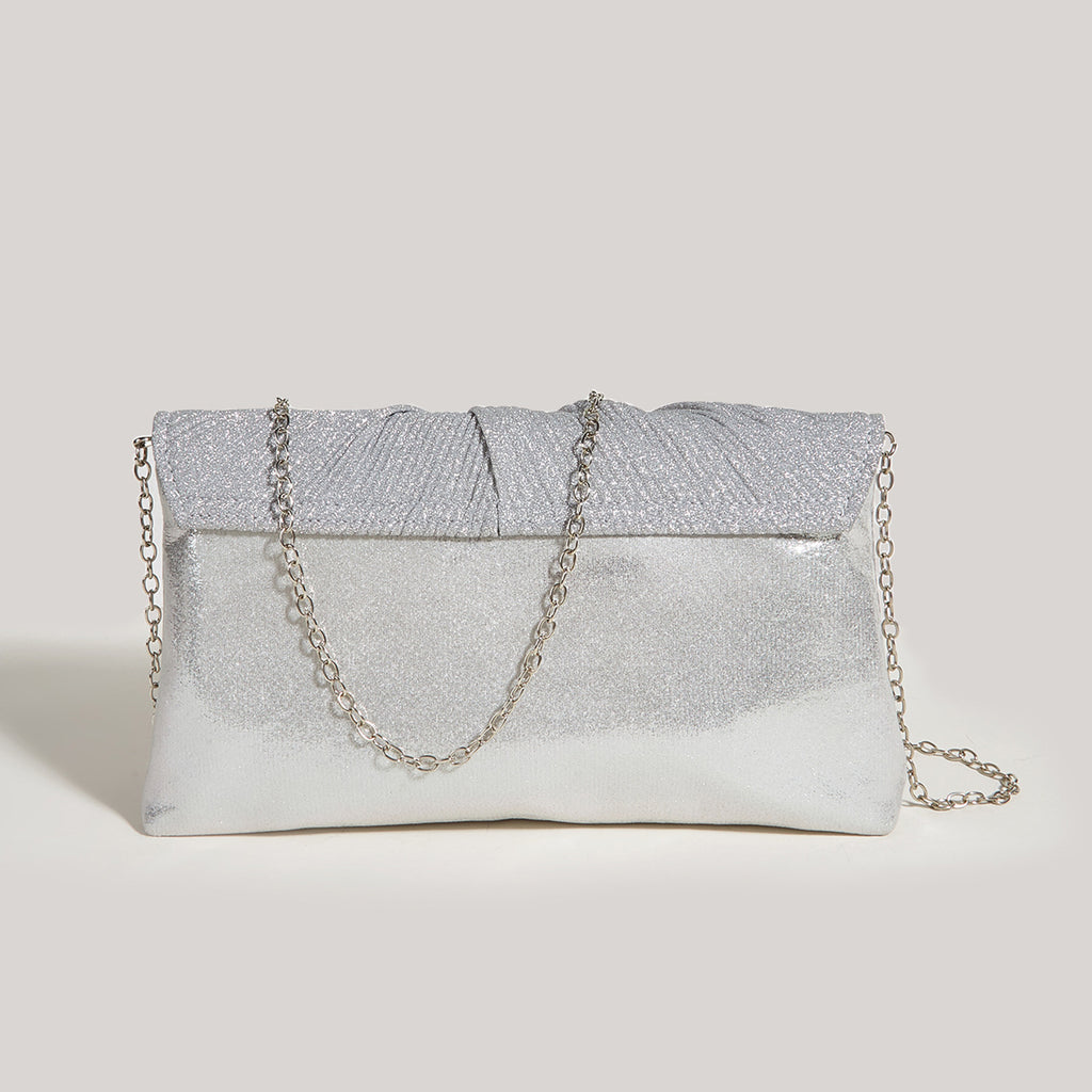 Plissé Satin Clutch