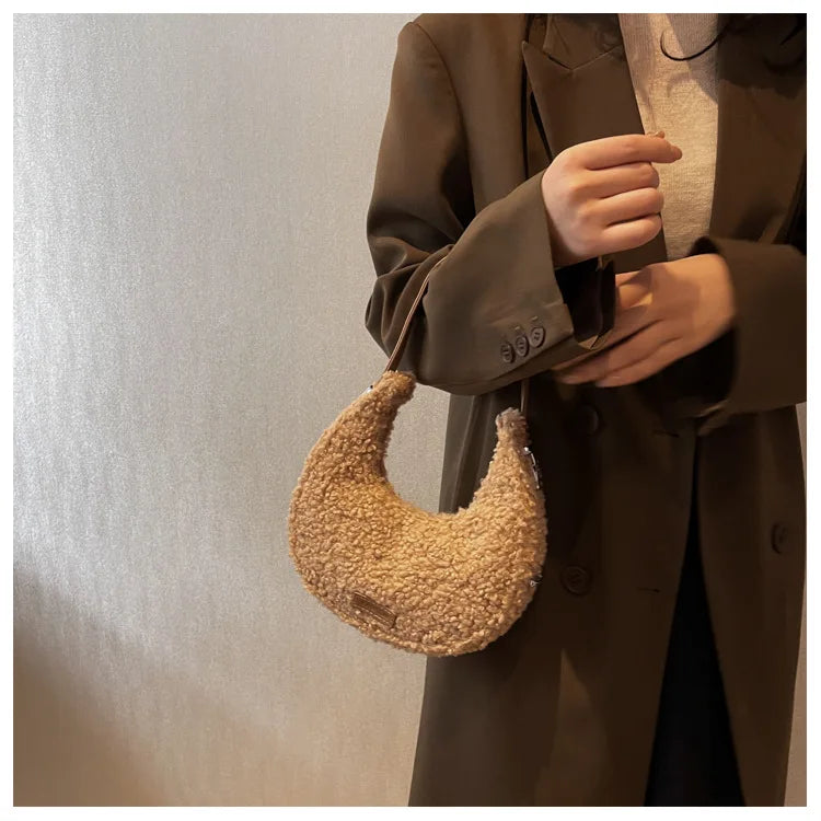 Faux Wool Fur Shoulder Tote