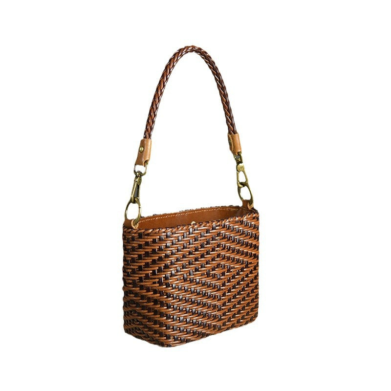 Handwoven Leather Small Square Bag