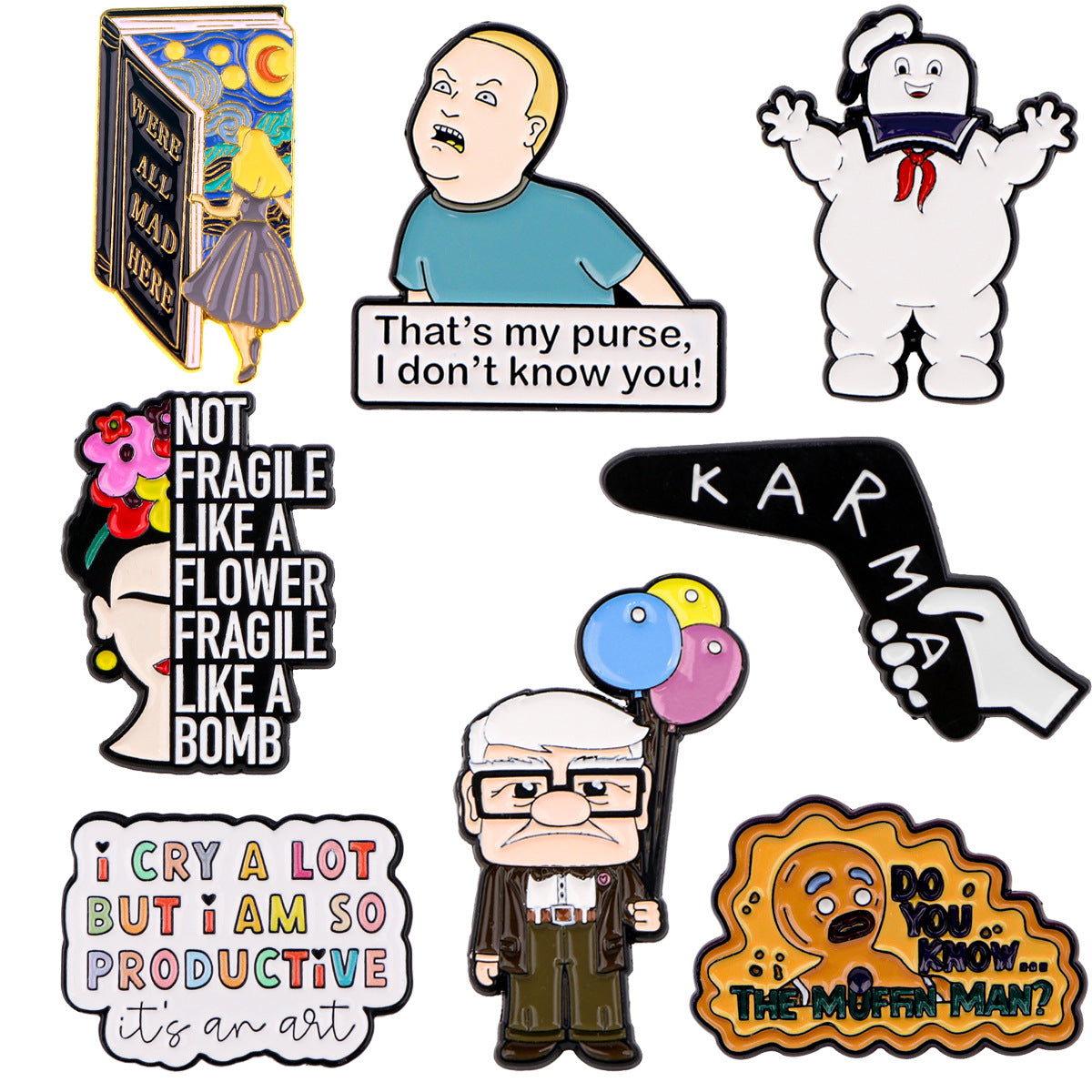 Character cartoon letter brooch badge pin alloy chest badge