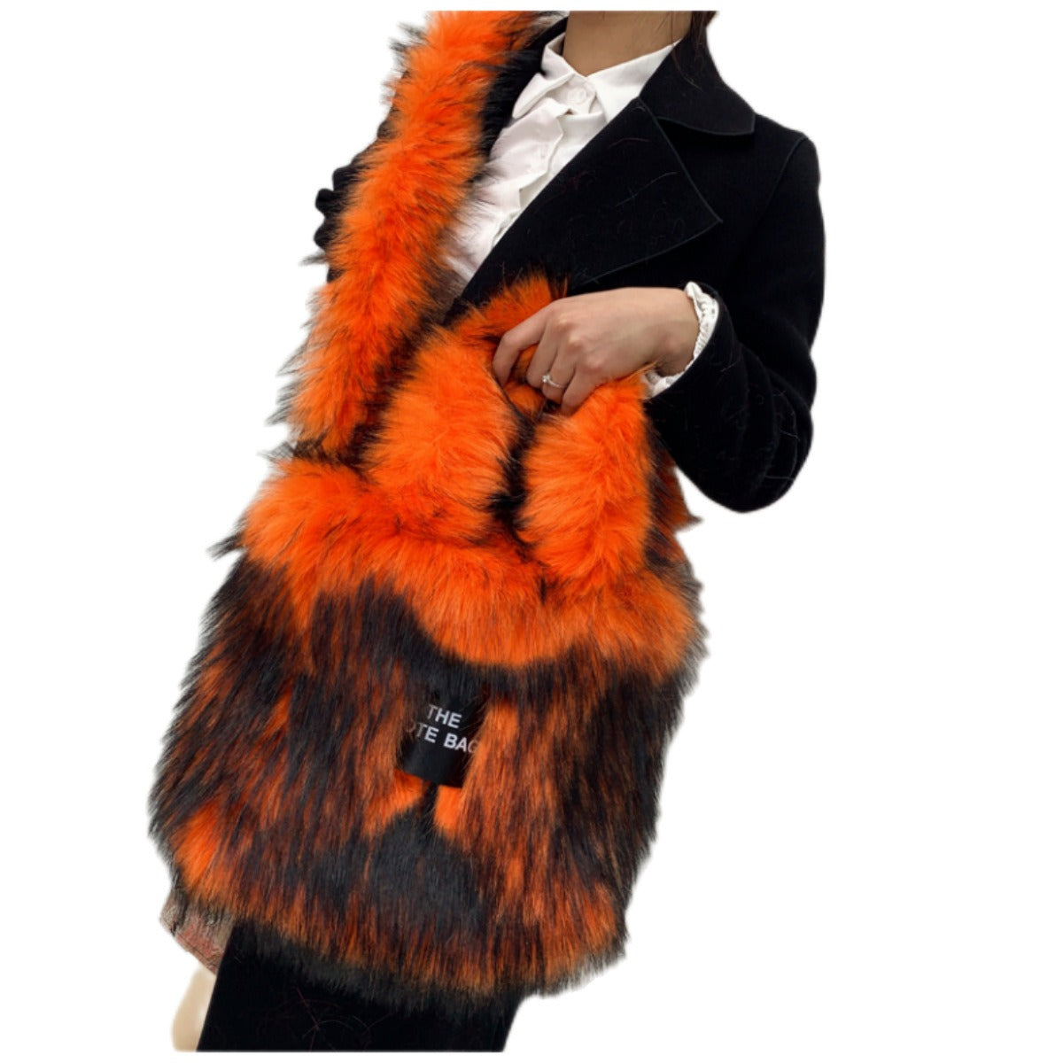 Faux Raccoon Fur Plush Tote
