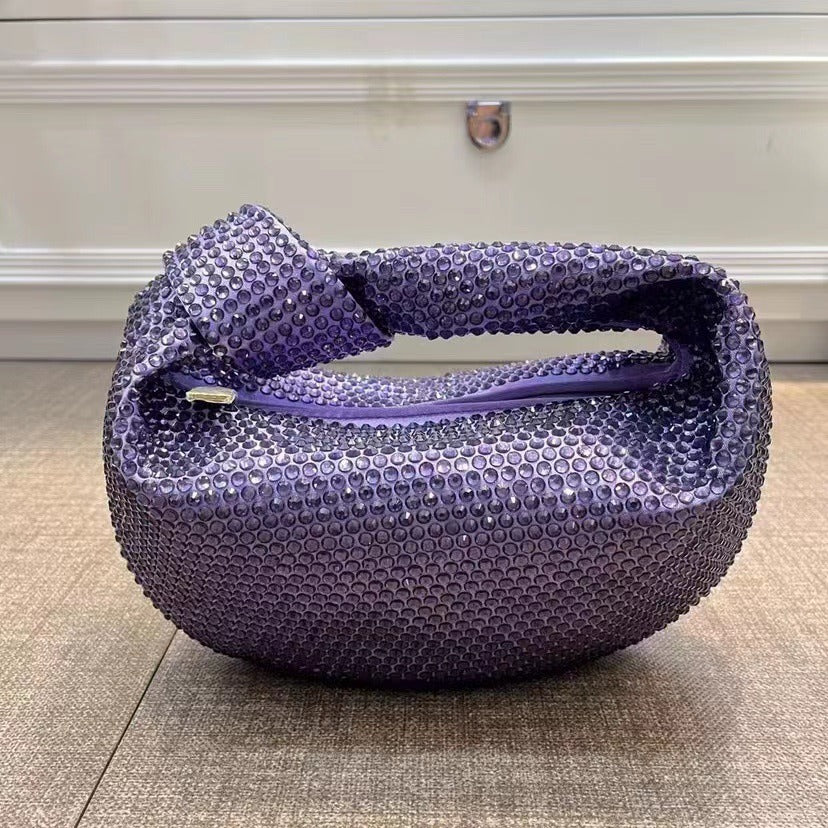 Crystal Knotted Half Moon Underarm Bag