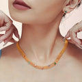 Geometric Colorful Zircon Necklace Titanium Steel PVD Plated Non Fading Jewelry