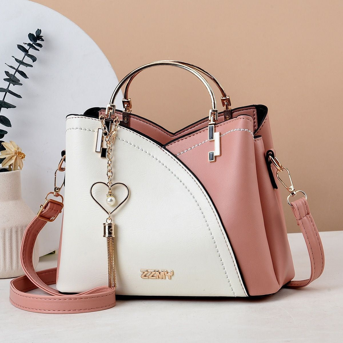 Color Block Bucket Crossbody Bag