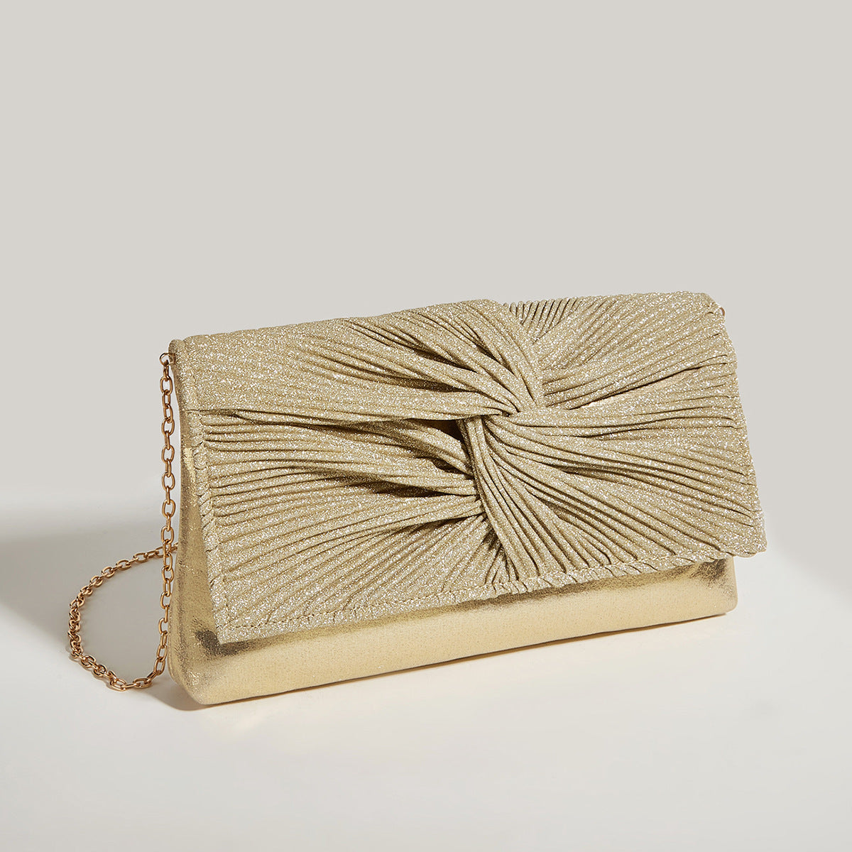 Plissé Satin Clutch