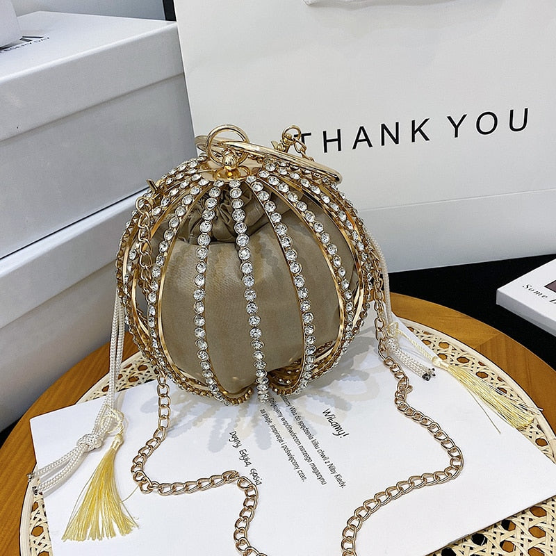 Diamond Pearl Flower Evening Bag