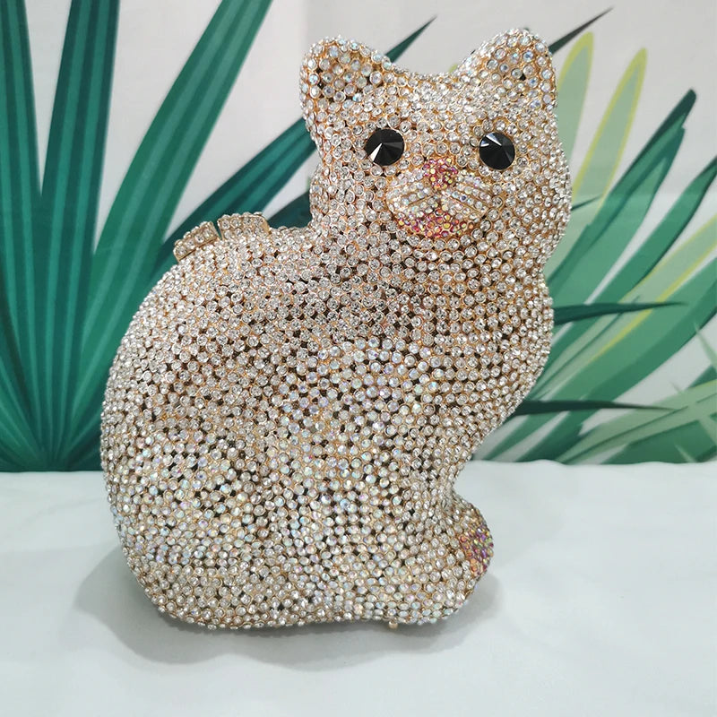 Crystal Cat Shape Rhinestone Clutch
