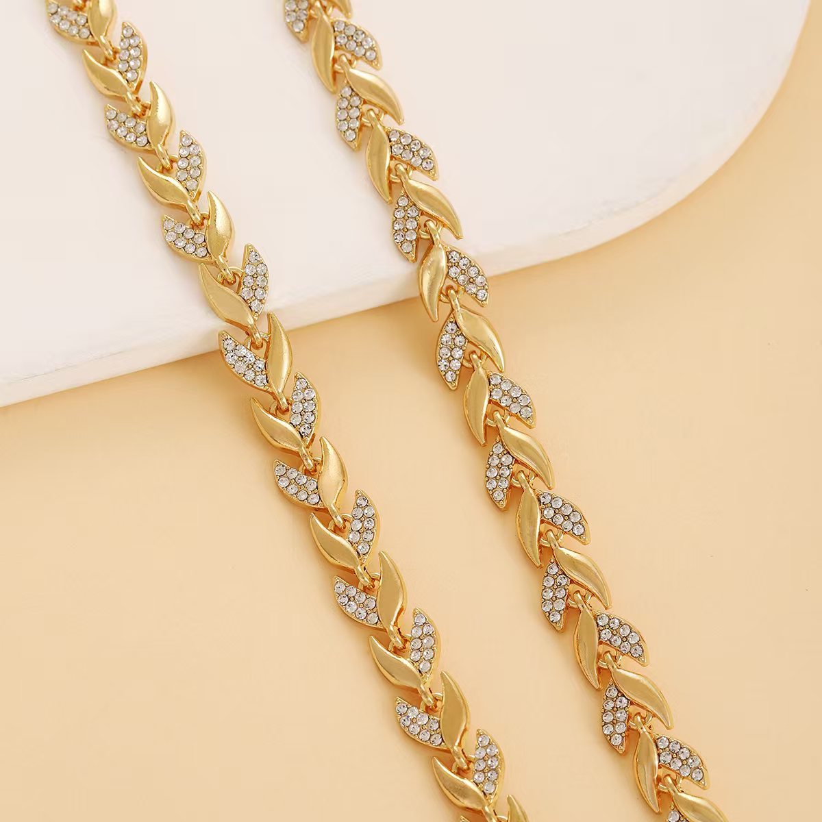 Rhinestone Leaf Jewelry Set
