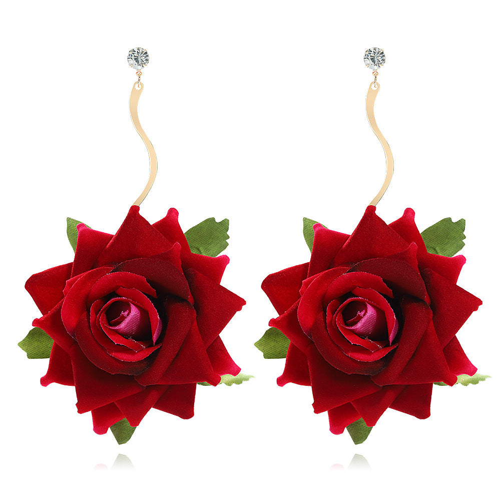 3D Rose Drop Earrings