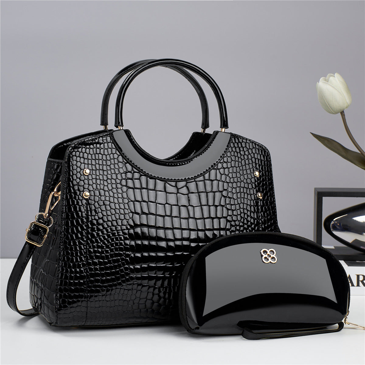 Snakeskin Platinum Chain Bag