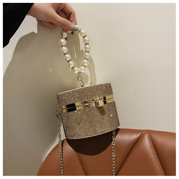 Diamond Pearl Round Clutch