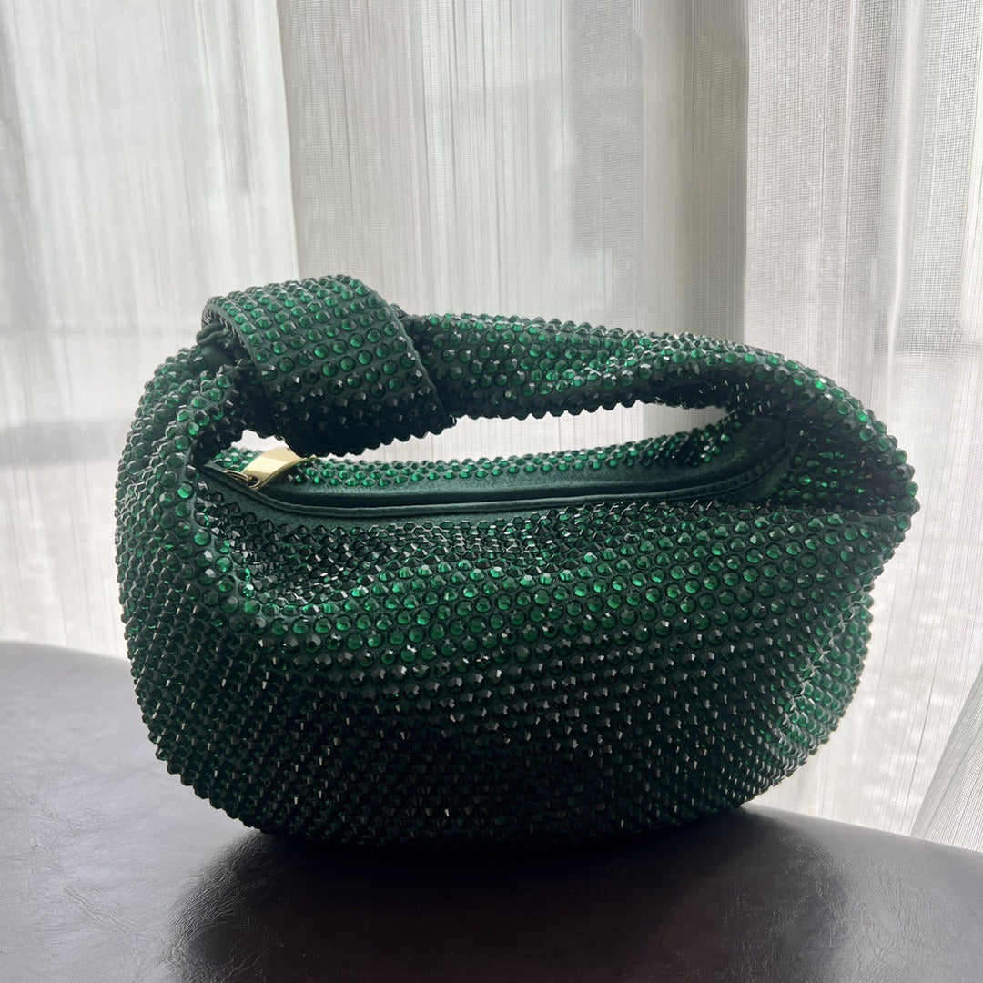Crystal Knotted Half Moon Underarm Bag