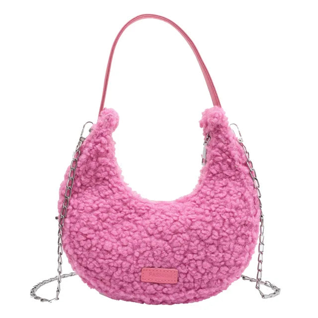 Faux Wool Fur Shoulder Tote