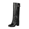 Chunky Heel Slip-On Combat Boots