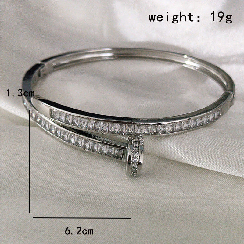 Rhinestone 18K Rose Gold Couple Bracelet