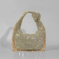 Tassel Rhinestone Knotted Handle Clutch
