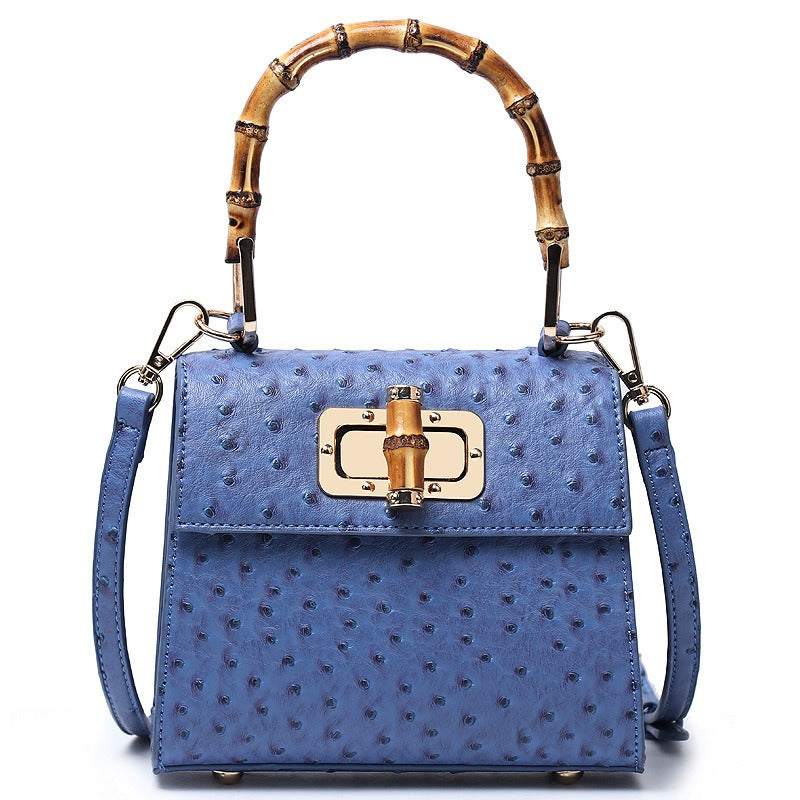 Ostrich Pattern Buckle Crossbody Bag
