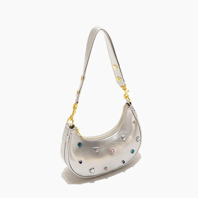 Half Moon Vintage Leather Hobo Bag