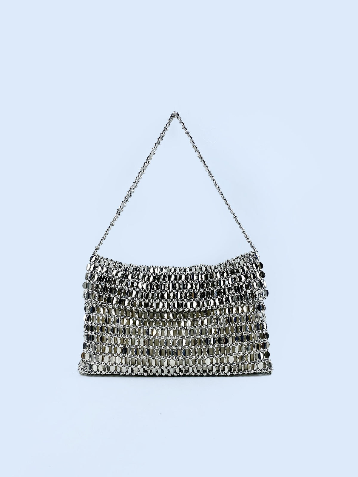 Retro Silver Sequin Woven Armpit Bag