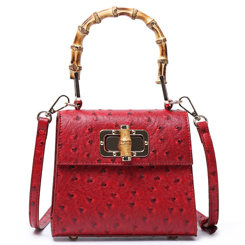 Ostrich Pattern Buckle Crossbody Bag