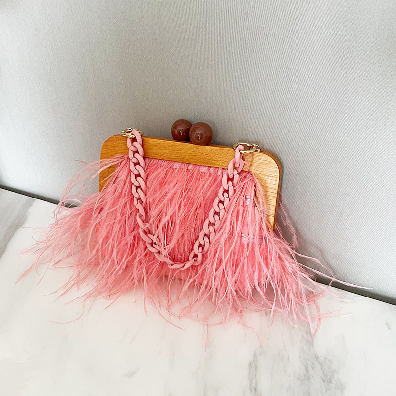 Fluffy Acrylic Chain Underarm Shoulder Bag