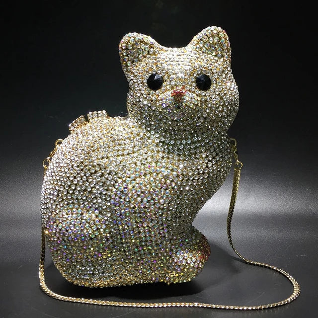 Crystal Cat Shape Rhinestone Clutch