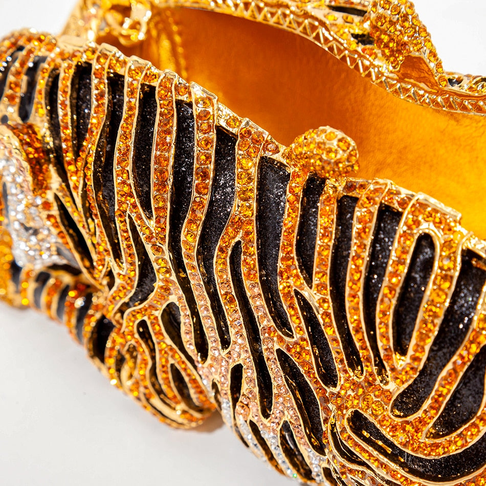 Tiger Rhinestone Clutch