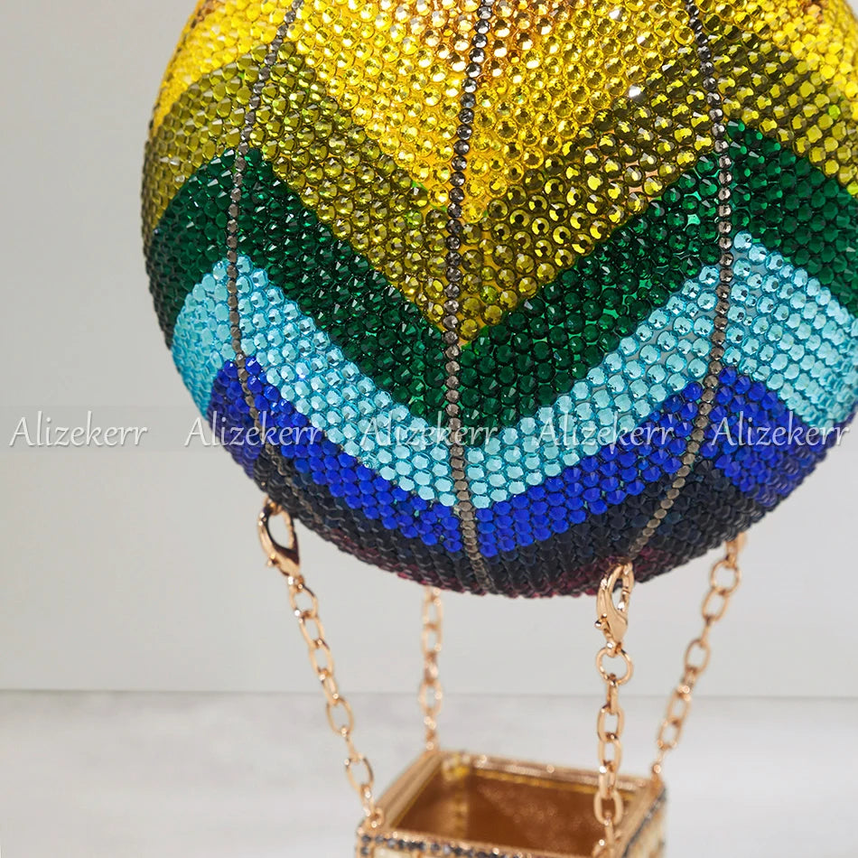 Hot Air Balloon Rhinestone Evening Bag