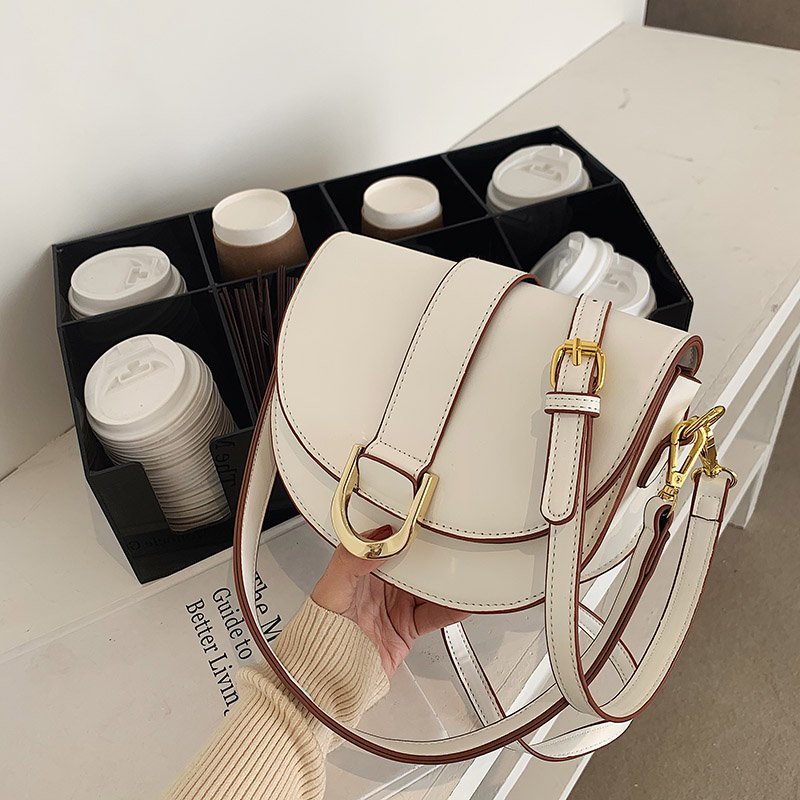 Luxury Microfiber Saddle Crossbody Bag