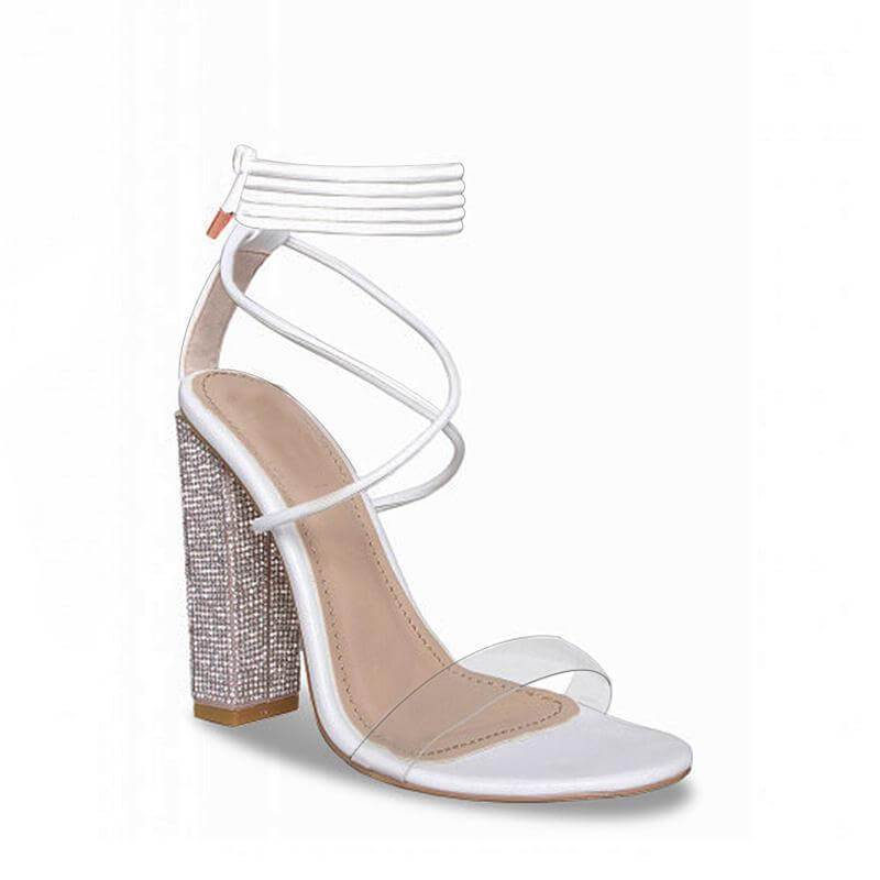 Transparent Belt Thick Heel Open Toe Sandals