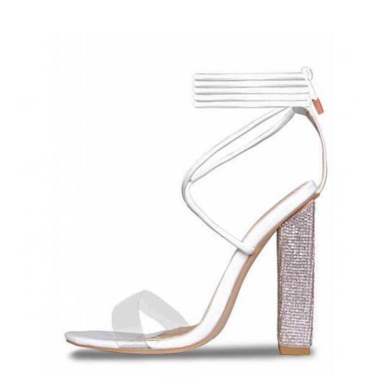 Transparent Belt Thick Heel Open Toe Sandals