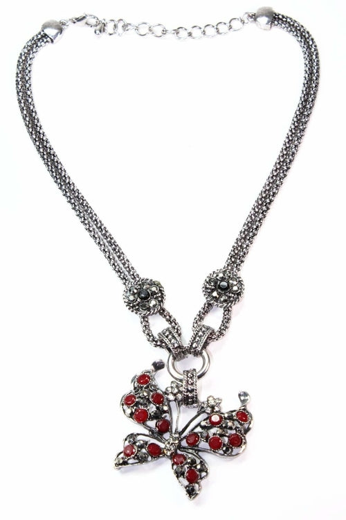 Crystal Butterfly Pendant Necklace
