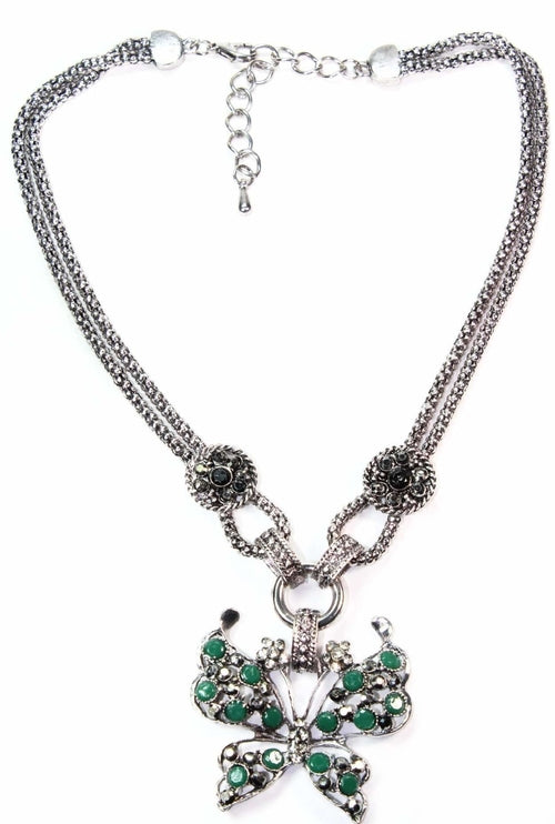 Crystal Butterfly Pendant Necklace
