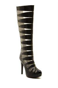Vegan Leather Mesh Cutout Ankle Boots