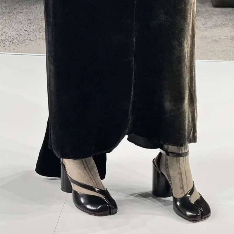 Split Toe Ankle Strap Buckle Sandals