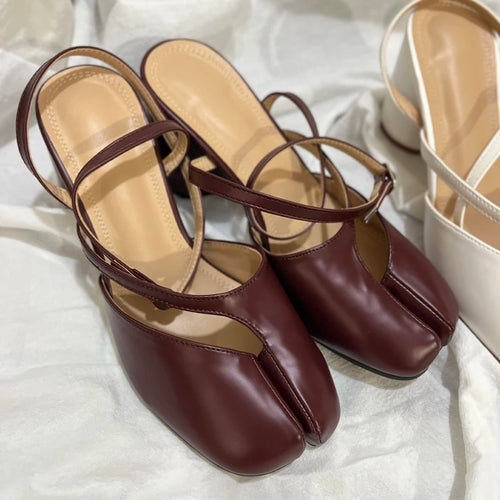 Split Toe Ankle Strap Buckle Sandals