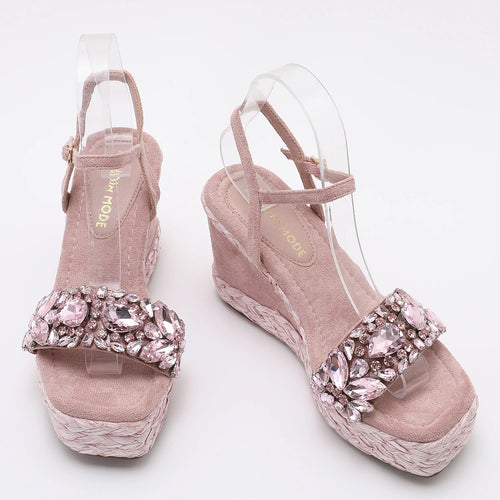 Velvet High Wedge Sandals