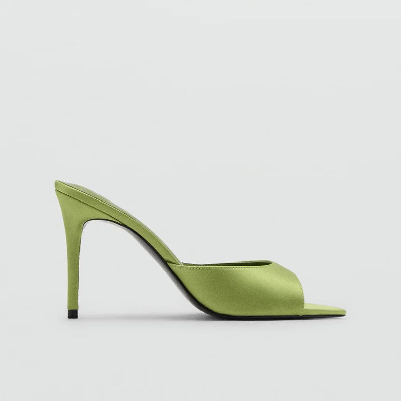 Pointed Toe Thin Heel Mule Slippers