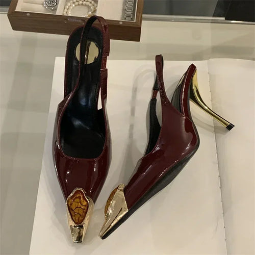 Diamond Square Toe Pumps