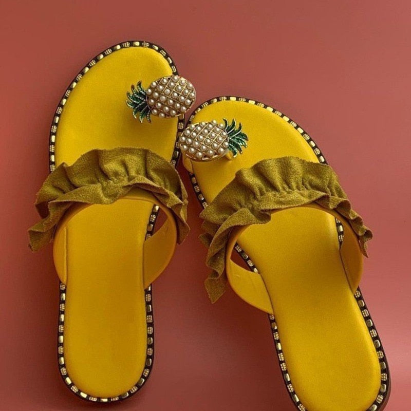 Pineapple Pearl Beach Flat Sandals