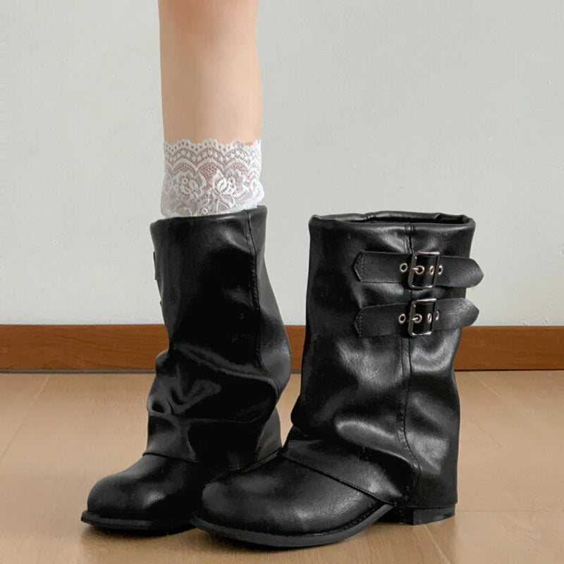 Western Ankle Boots – Vintage Thick Heel